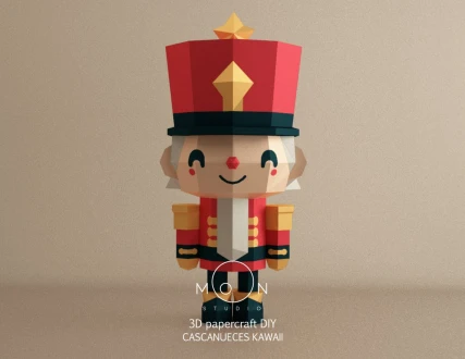 Kawaii Nutcrackers, DIY, Papercraft, PDF, Low Poly, 3D model, Craft, Paper, Merry Christmas, December, New Year, Room Decor