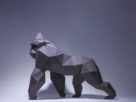 Gorilla Model, King Kong Paper Craft, Digital Template, Origami, PDF Download DIY, Low Poly, Trophy, Sculpture, Model