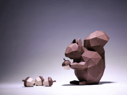 Squirrel Paper Craft, Digital Template, Origami, PDF Download DIY, Low Poly, Trophy, Sculpture, Model