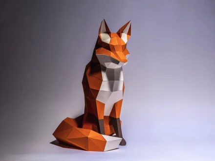 Fox Paper Craft, Digital Template, Origami, PDF Download DIY, Low Poly, Trophy, Sculpture, 3D Model