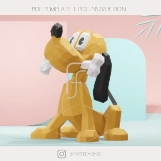 Pluto Cartoon baby dog 3d papercraft sculpture,dog 3D paper model