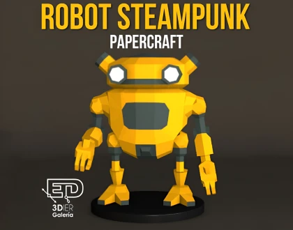 Steampunk Robot PDF Papercraft Templates, Paper Art and Craft for Home Decor, DIY, 3DIER, PDF Patterns, Papercraft Templates, Low Poly