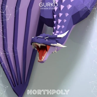 Papercraft Dragon Crawling Out Of The Wall, Pdf, Gurko, Pepakura, Template, 3D Origami, Paper Sculpture, Low Poly, DIY Craft