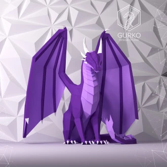 Seated Dragon Papercraft, Pdf, Gurko, Pepakura, Template, 3D Origami, Paper Sculpture, Low Poly, DIY Craft