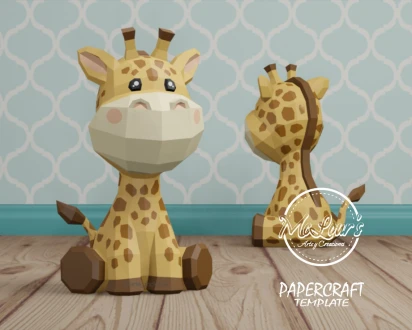 Sitting Giraffe/ DiY Craft/ Template PDF/ Low Poly/ Papercraft/ 3D Jirafa/ Origami/ Home decor