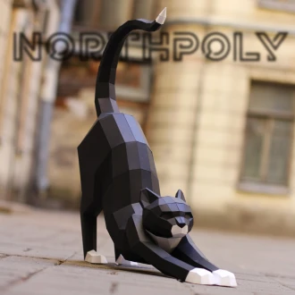 Papercraft Cat Good Morning, Pdf, Gurko, Pepakura, Template, 3D Origami, Paper Sculpture, Low Poly, DIY Craft