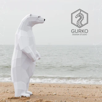 Polar Bear (1 metres) Papercraft, Pdf, Gurko, Pepakura, Template, 3D Origami, Paper Sculpture, Low Poly, DIY Craft