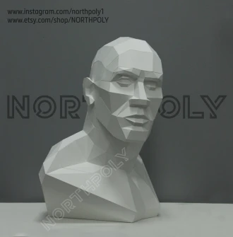 Male Bust Papercraft, Pdf, Gurko, Pepakura, Template, 3D Origami, Paper Sculpture, Low Poly, DIY Craft