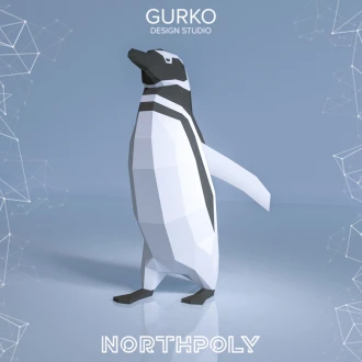 Running Magellanic Penguin Papercraft, Pdf, Gurko, Pepakura, Template, 3D Origami, Paper Sculpture, Low Poly, DIY Craft