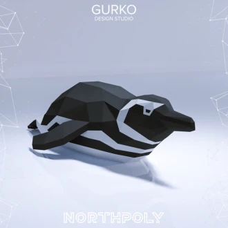 Lying Magellanic Penguin Papercraft, Pdf, Gurko, Pepakura, Template, 3D Origami, Paper Sculpture, Low Poly, DIY Craft