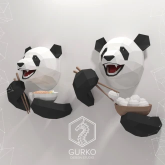 Funny Panda Papercraft, Bear, Pdf, Gurko, Pepakura, Template, 3D Origami, Paper Sculpture, Low Poly, DIY Craft