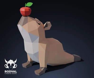 CAPYBARA YOGA, Papercraft, Template, DIY, Paper, Low Poly, Cute, Kawaii, 3D Model, Pdf Low Poply, Kids Toy