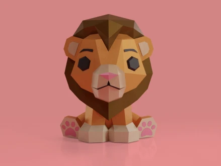 3D Low Poly Lion DIY | Printable Papercraft | Unique Geometric Decoration | Original Gift | Relaxing Craft | PDF model