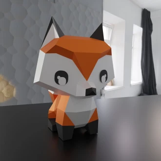 Little Fox Papercraft Kit - Easy to Assemble | 7 Sheets, 28 Pieces | Ideal for Beginners | PDF and DXF