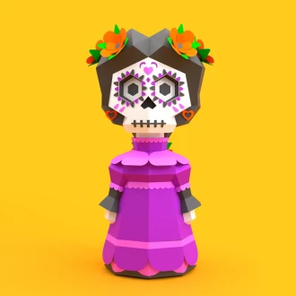 Elegant Catrina 3D Digital Template PDF and DXF | DIY Papercraft | Day of the Dead Decoration | Altar | Instant Download |