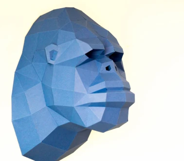 Gorilla Head Paper Craft, Digital Template, Origami, PDF Download DIY, Low Poly, Trophy, Sculpture, 3D Model, wall Decor