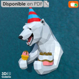 Polar Bear Birthday and Christmas, Papercraft Design, PDF Templates, DIY, Craft for Christmas Decoration, DIY, 3DIER