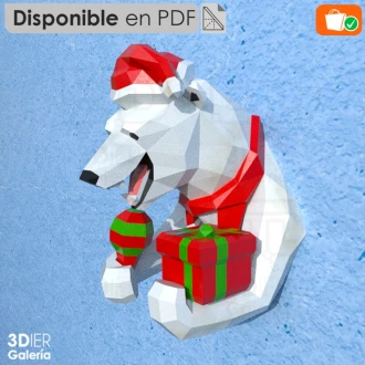 Polar Bear Birthday and Christmas, Papercraft Design, PDF Templates, DIY, Craft for Christmas Decoration, DIY, 3DIER