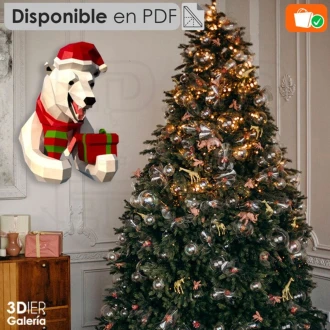 Polar Bear Birthday and Christmas, Papercraft Design, PDF Templates, DIY, Craft for Christmas Decoration, DIY, 3DIER
