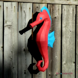Seahorse 3D Decor Low poly Papercraft, DIY, PDF