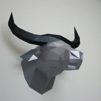 BeThe waterbuffalo head Low poly statues PDF for Paper craft. Make your own with this simple Wall decor