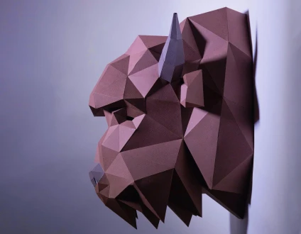 Bison Head Paper Craft, Digital Template, Origami, PDF Download DIY, Low Poly, Wall decor