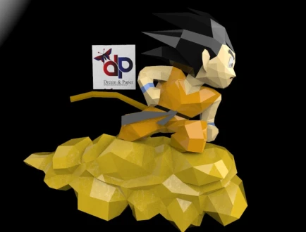 Dragon Ball Son Goku's Flying Nimbus Cloud Papercraft , PDF Template, DIY 3d Model, FanArt, Paper Sculpture, Low Poly, Pepakura, Craft, Manualidad, Arte de Papel