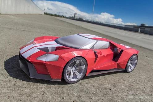 Ford GT Volcano DIY 3D Papercraft Supercar Templates, Papercraft Model for Adults and Kids, Instant Download Paper Kit PDF