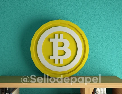 Bitcoin Coin Crypto Papercraft PDF Plantilla DIY 3d Modelo FanArt Escultura de Papel Low Poly Pepakura Craft Manualidad Papel Paper Arte