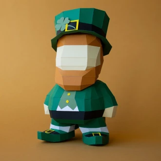DIY Leprechaun Papercraft, DIGITAL PDF leprechaun svg, Low poly for print, Decorative doll, 3D papercraft, Miniature leprechaun, Kids toys
