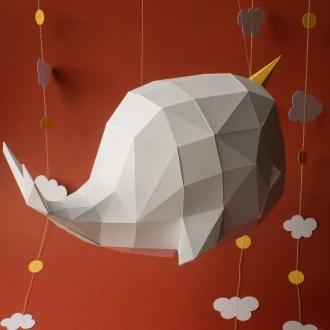3d papercraft Rainbow whale, Digital PDF templates, Paper baby room decoration, Rainbow whale svg, files for cricut