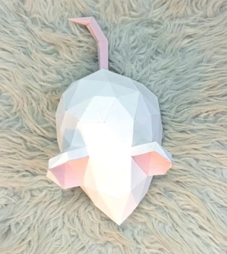 Mouse 3d papercraft. You get PDF digital file templates and instructions for this DIY (do it yourself) minimalist paper model.