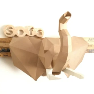 Elephant Young & Old 3d papercraft. You get PDF digital file templates and instructions for these DIY modern paper sculpture.