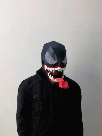 VENOM Mask DIY, Lowpoly Papercraft, Marvel