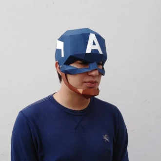 CAPTAIN AMERICA Mask DIY, Lowpoly Papercraft, Marvel