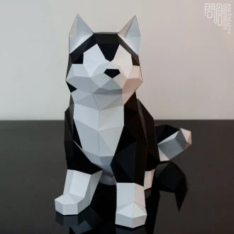 Husky paper model ,Papercraft , DIY , Low poly , PDF Papercraft , Husky Model , Husky low poly , Husky