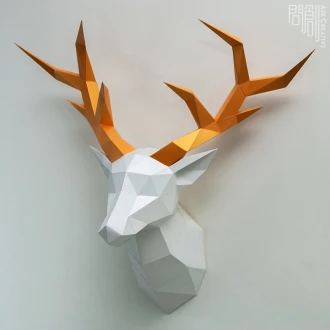 Deer paper decoration,Papercraft , DIY , Low poly , PDF Papercraft , DeerModel , Deer low poly , polygonal