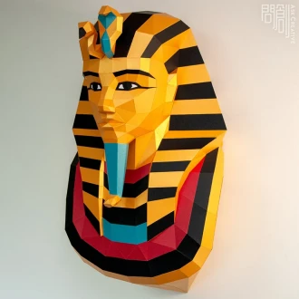 Tutankhamun gold mask, Papercraft , DIY , Low poly , PDF Papercraft , fantasy Model , polygonal , Mummy.
