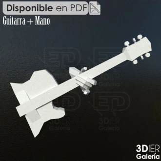 Guitar Design Papercraft with PDF templates to build by hand, Paper Art and Craft for Home Decor, DIY, 3DIER, PDF Patterns, Papercraft Templates, Low Poly