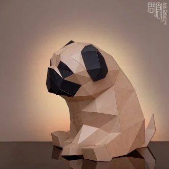 Pug paper model ,Papercraft , DIY , Low poly , PDF Papercraft , Pug Model , Pug low poly , Pug