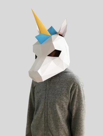 Unicorn mask template - paper mask, papercraft mask, masks, 3d mask, low poly mask, 3d paper mask, paper mask template, animal mask