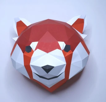 red Panda papercraft. You get a PDF digital file templates and instructions for this DIY (do it yourself) modern paper sculpture.