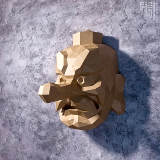 Tengu Mask, Papercraft , DIY , Low poly , PDF Papercraft , fantasy Model , polygonal , Tengu ,Japan