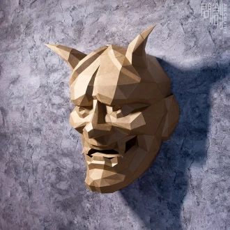 Prajna Mask, Papercraft , DIY , Low poly , PDF Papercraft , fantasy Model , polygonal , Prajna ,Japan