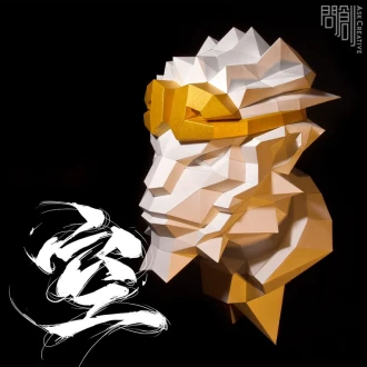 Monkey King paper model,Papercraft ,Journey to the West, Low poly , PDF Papercraft , fantasy Model , low poly , polygonal , decoration