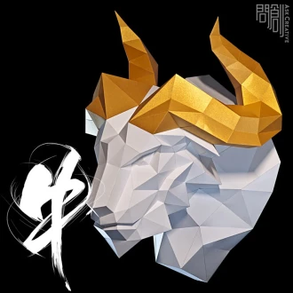 Bull Demon King paper model,Papercraft ,Journey to the West, Low poly , PDF Papercraft , fantasy Model , low poly , polygonal , decoration