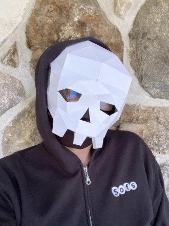 Skull Paper Mask 3d papercraft. 3 sizes included. Get PDF digital file pattern and instruction for DIY low poly paper mask.