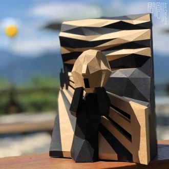 The Scream, Papercraft , DIY , Low poly , PDF Papercraft ,The Scream Model , polygonal , Shriek , Edvard Munch