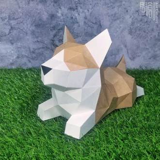 Little Corgi paper model ,Papercraft , DIY , Low poly , PDF Papercraft , Corgi Model , Corgi low poly , Shiba inu , Corgi