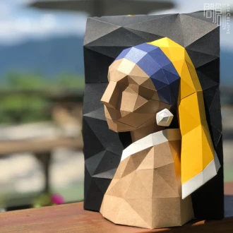 Girl with a Pearl Earring , DIY , Low poly , PDF Papercraft ,Girl with a Pearl Earring Model , polygonal , Shriek , Johannes Vermeer